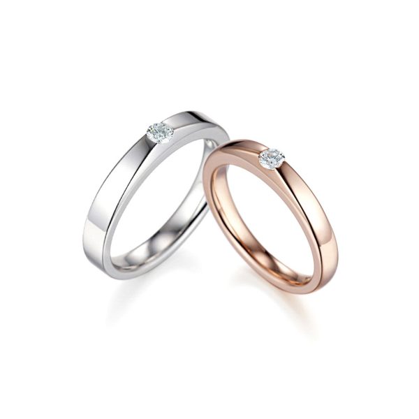 화이트 골드/핑크 골드 다이아몬드 커플링